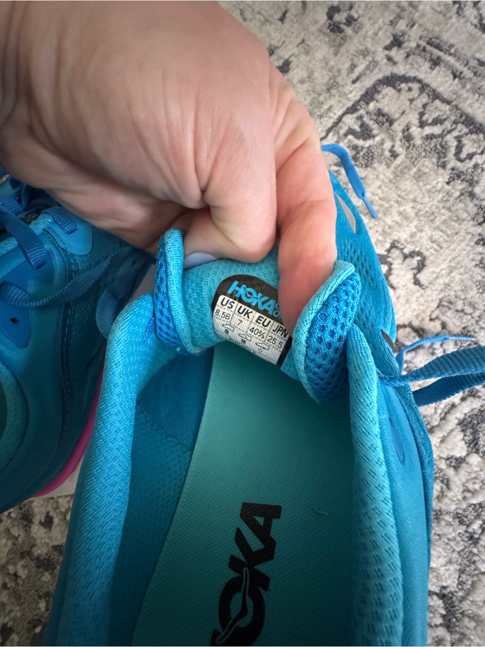 Hoka Women's Blue Sneakers with Pink Accent - Picture 5 of 5